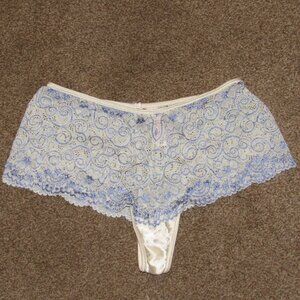 Vtg Y2K Victoria's Secret Second Skin Satin & Lace Hipster Thong Panty Sz XS